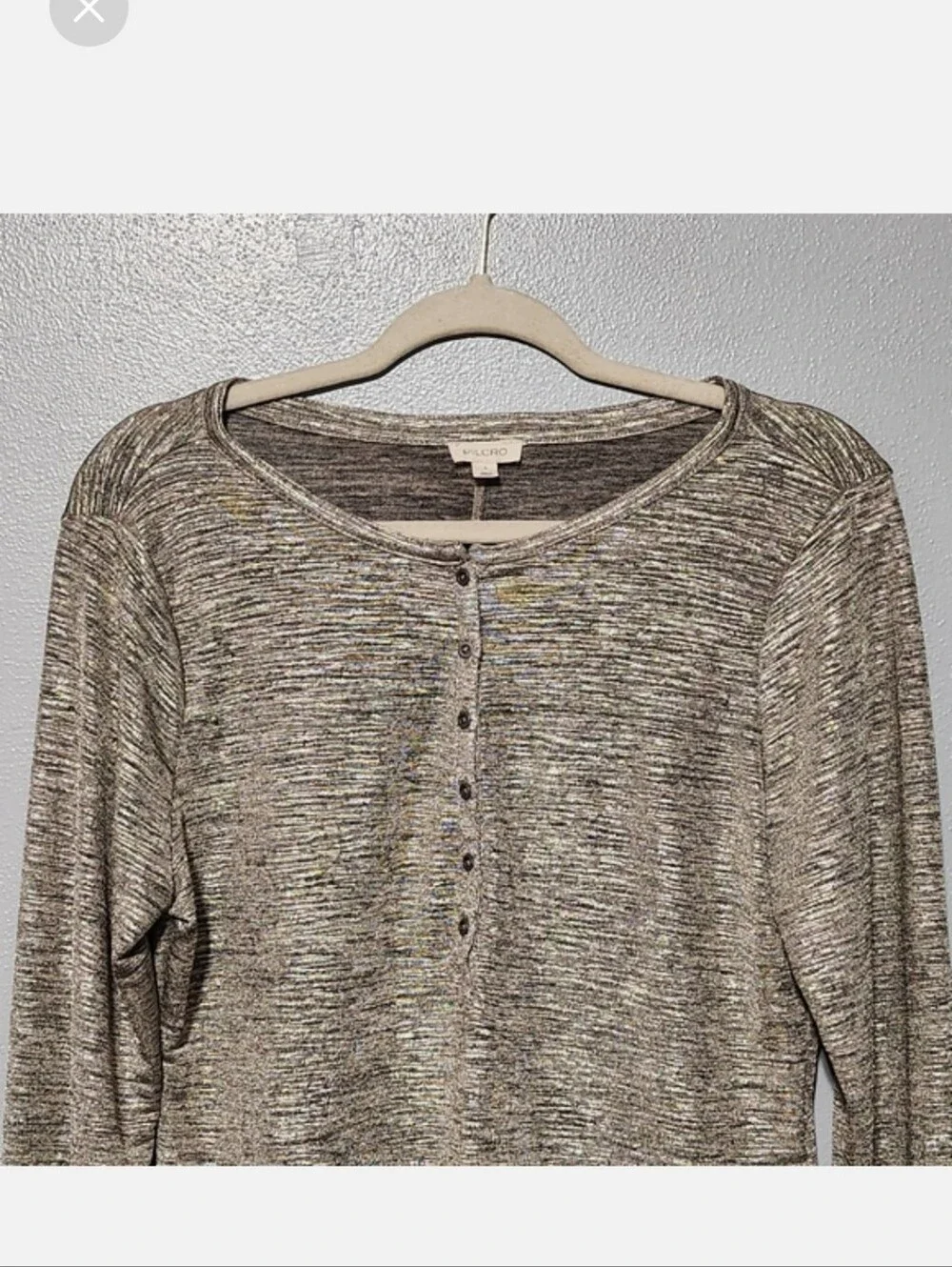 ANTHROPOLOGIE PILCRO Andie Shine Henley Top Womens Large Metallic Y2K